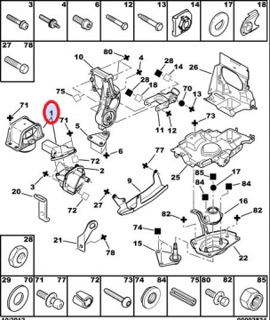 Peugeot 307 (2001-2005)  1.4 Hdi Sağ Üst  Motor Takozu (Meha)
