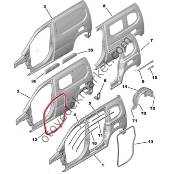 Peugeot Rifter (2019-2024) Sol Ön Kapı Çerçeve Lastik Fitili (Orijinal)