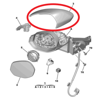 Peugeot 3008 (2024-2025) Sol Dikiz Ayna Kapağı Parlak Siyah (Orijinal)