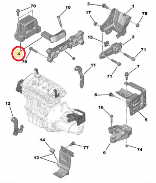 PEUGEOT 207 (2006-2012) 1.4 HDI SAĞ ÜST MOTOR TAKOZU (RAPRO)