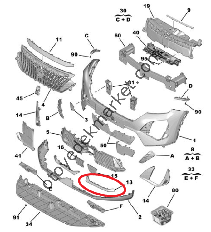 Peugeot 2008 (2023-2024) Ön Tampon Çıtası, Sol (Orijinal)