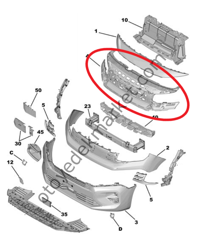 Peugeot Partner (2024-2025) Ön Tampon İç Plastiği (Orijinal)
