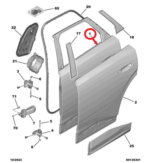 Peugeot 3008 (2024-2025) Sağ Arka Kapı (Orijinal)