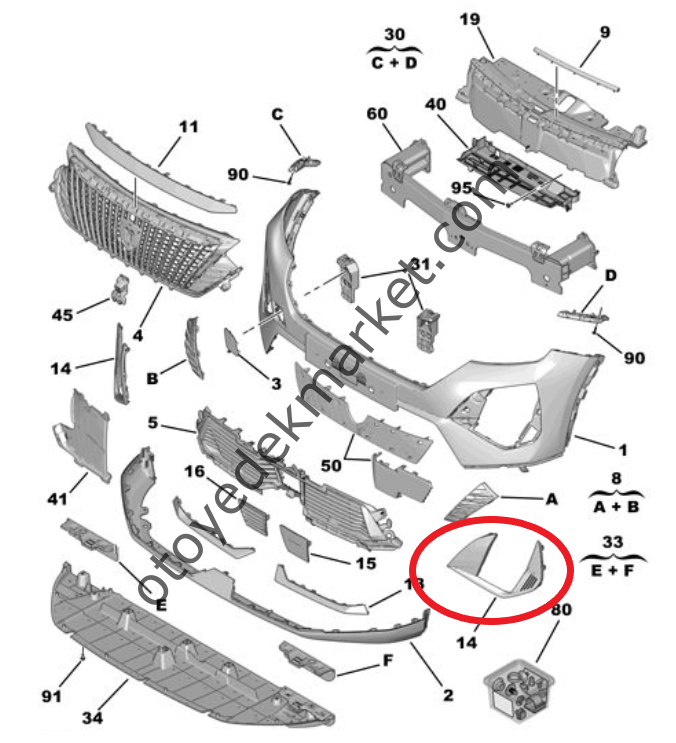 Peugeot 2008 (2023-2024) Ön Tampon Çıtası Sol (Orijinal)