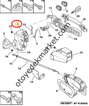 Citroen Berlingo (2003-2008) Merkezi Kilitsiz Ön Kapı Kilidi Sağ (Sagemfrans)