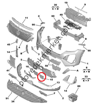 Peugeot 2008 (2023-2025) Ön Tampon Radar Kapağı (Orijinal)