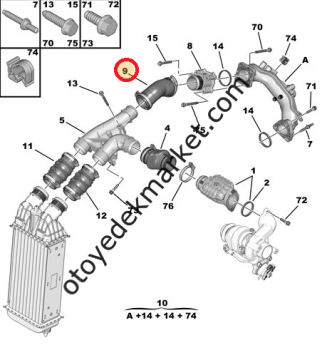 Citroen C4 (2011-2015) 1.6 Hdi Turbo Ara Hortumu (Orijinal)