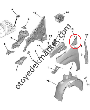 Citroen Berlingo (2019-2024) Sol Ön Çamurluk Üçgen Plastik Çıtası (İthal)