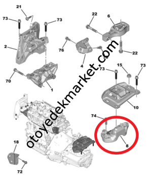 Peugeot 508 (2019-2025) 1.5 Dizel Sol Motor Kulak Bağlantı Demir Ayağı/Mesnedi (Orijinal)