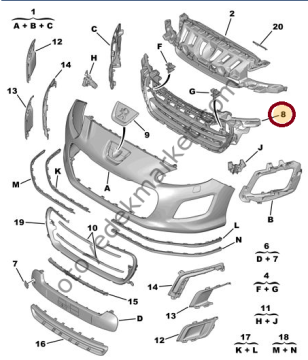 Peugeot 308 (2012-2014) Ön Tampon Izgarası (Phira)
