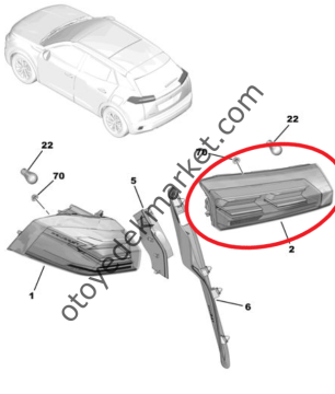 Peugeot 2008 (2023-2024) Sağ Arka İç Stop Lambası (Orijinal)