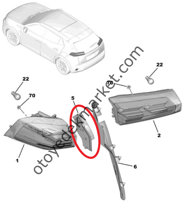 Peugeot 2008 (2023-2024) Sağ Arka Stop Lambası Eteği (Orijinal)