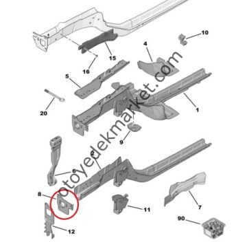 Opel Corsa (2020-2024) Ön Sol Şasi Kolu Ucu Bağlantı Sacı (Orijinal)