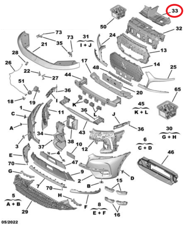 DS7 (2018-2022) Ön Tampon Havalandırma Bakaliti (Orijinal)