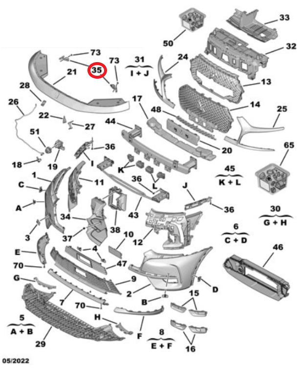 DS7 (2018-2022) Ön Tampon Üst Bağlantı Braket Takımı (Orijinal)
