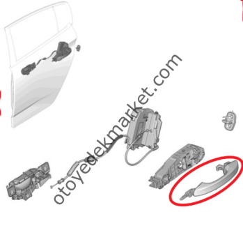 Peugeot 3008 (2024-2025) Sol Arka Kapı Dış Açma Kolu (Orijinal)
