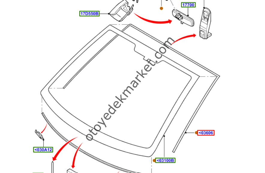 Ford Fiesta (2004-2008) Ön Cam Komple Isıtmasız Sensörlü (Otosan)