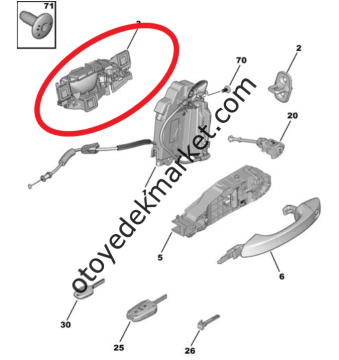 Peugeot 3008 (2024-2025) Sol Arka Kapı İç Açma Kolu (Orijinal)
