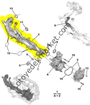 Citroen Berlingo (2018-2025) 1.5 BlueHDİ Devirdaim Borusu Su Kollektörü (Orijinal)