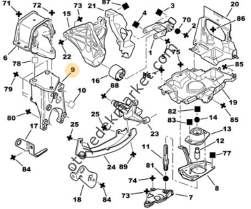 Peugeot 406 (1996-2004) 2.0 Benzinli Sağ Üst Motor Kulak Mesnedi (Orijinal)