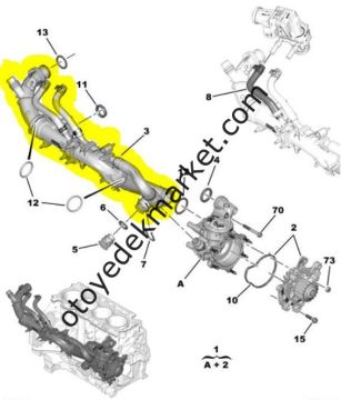 Peugeot 208 (2019-2020) 1.5 BlueHdi Devirdaim Borusu Su Kollektörü (Orijinal)