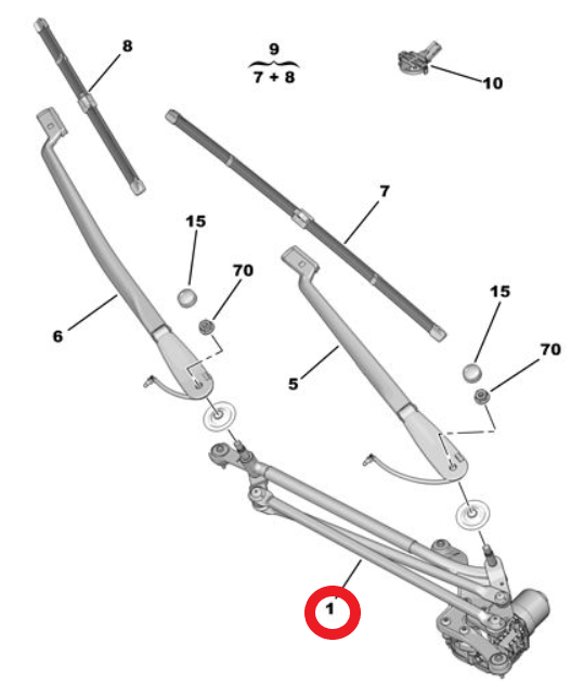 DS9 (2020-2026) Ön Cam Silecek Motor Mekanizması (Orijinal)