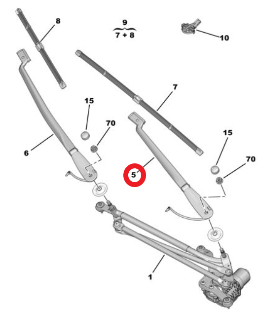 DS9 (2020-2026) Ön Cam Sol Silecek Kolu (Orijinal)