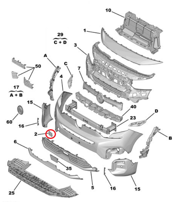 Citroen Berlingo (2024-2025) Ön Tampon Çeki Demir Kapağı (Orijinal)