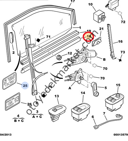 PEUGEOT 306 SAĞ ÖN KAPI DIŞ FİTİLİ (ORJİNAL)