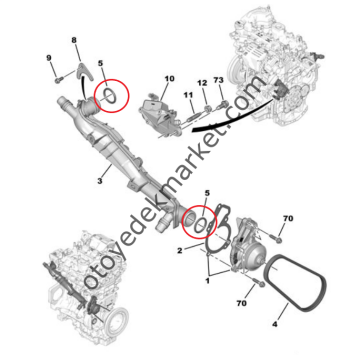Citroen C4 (2022-2023) 1.2 Turbo Benzinli Su Kollektör Borusu Contası (Orijinal)