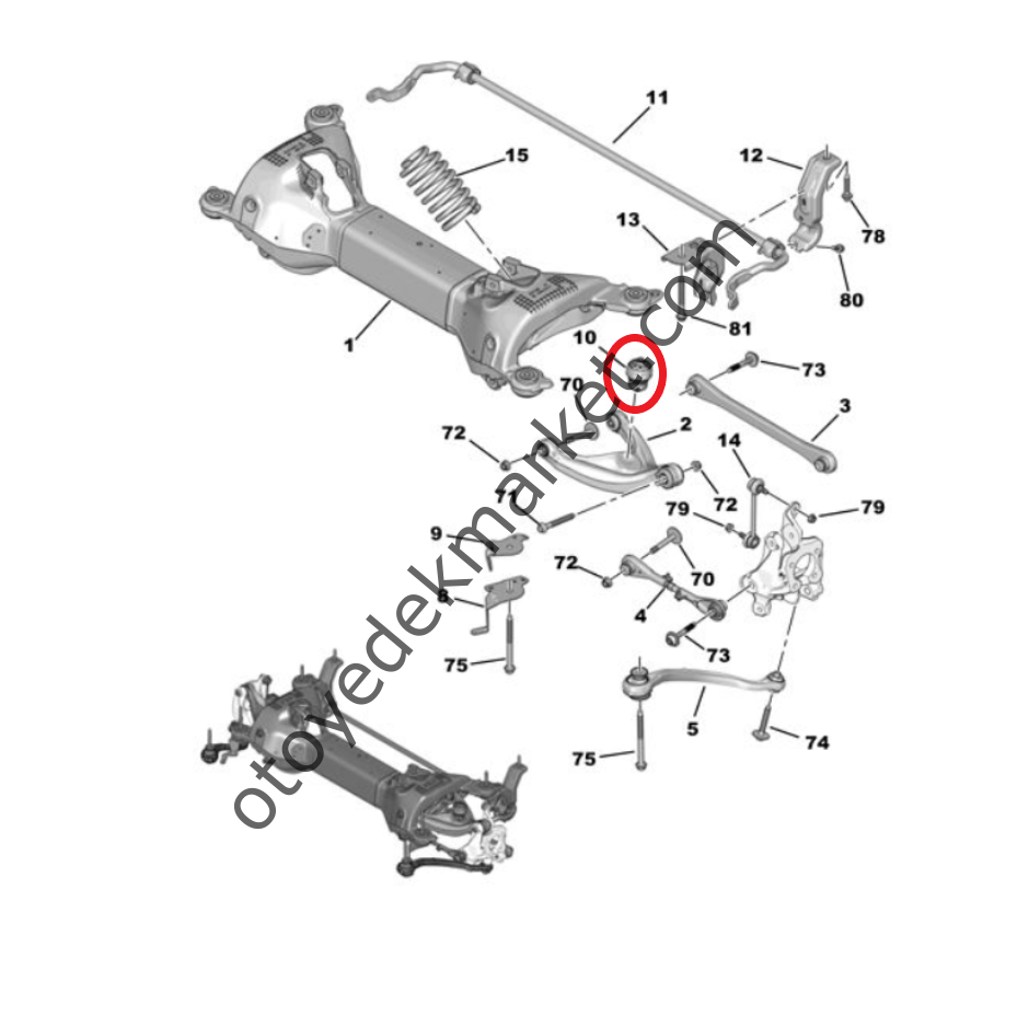Peugeot 508 (2019-2023) Arka Süspansiyon Traversi / Dingil Torsiyon Takozu (Orijinal)