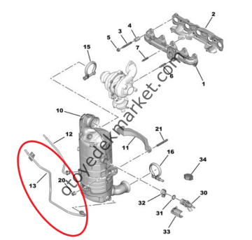 Opel Combo (2020-2024) 1.5 Dizel Partikül Filtresi Alt Basınç Borusu (Orijinal)