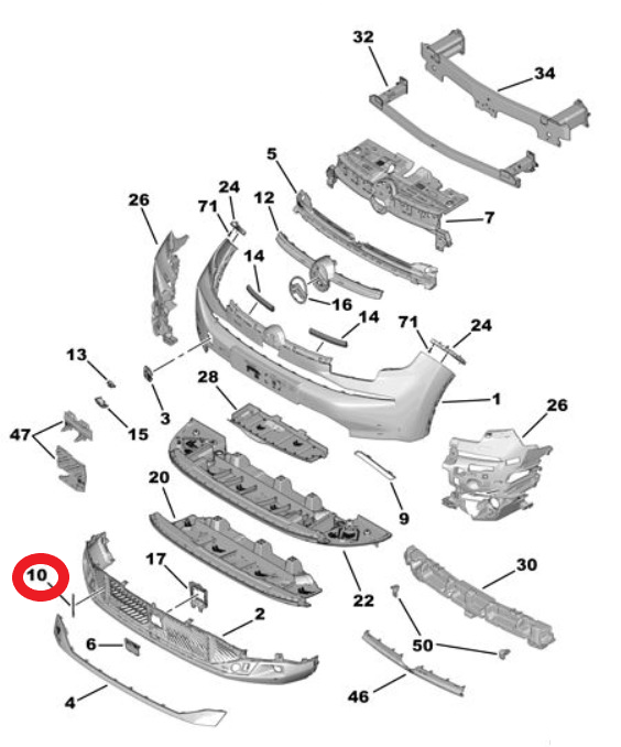 Citroen  C4 ve C4 X (2021-2026) Alt Izgara Çıtası Sarı (Orijinal)