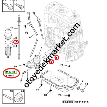 Peugeot 208 (2012-2013) 1.6 Benzinli Yağ Filtre ve Soğutucu Contaları (İthal)