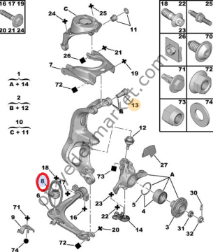 Peugeot 407 (2004-2011) Salıncak Orta Burcu (Delphi)