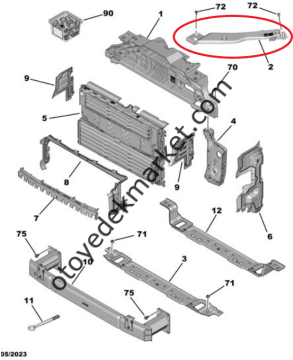 Peugeot Partner (2019-2025) Ön Panel Travers Yan Plastik Bakaliti, Sol (Orijinal)
