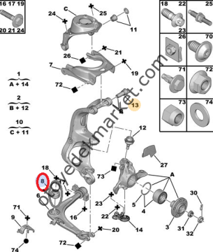 Peugeot 407 (2004-2011) Salıncak Orta Burcu (Kraftvoll)