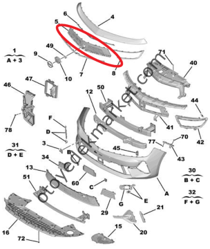 Opel Astra (2022-2024) Ön Tampon Izgarası (Orijinal)