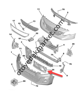 Opel Zafira Life (2021-2024) Ön Tampon İç Panjur (Orjinal)
