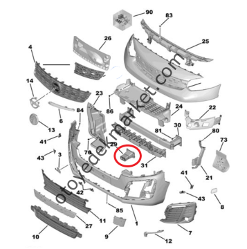 Opel Zafira Life (2021-2024) Ön Tampon Sağ Darbe Emici Kafası (Orjinal)