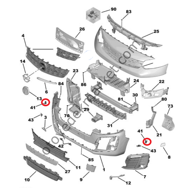 Opel Zafira Life (2021-2024) Ön Tampon Park Sensör Bağlantı Ayağı Takımı, Dış Taraftaki (Orjinal)