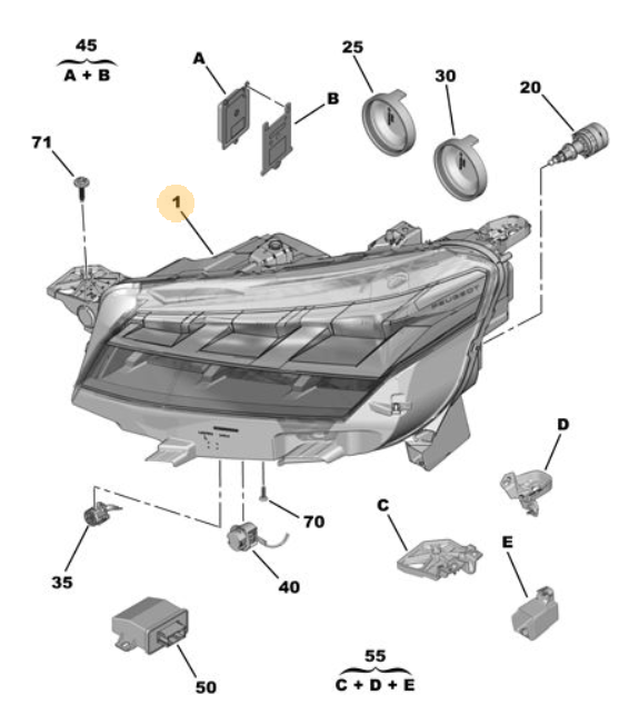 Opel Combo (2024-2025) Sağ Ön Far (Orijinal)