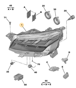 Opel Combo (2024-2025) Sağ Ön Far (Orijinal)