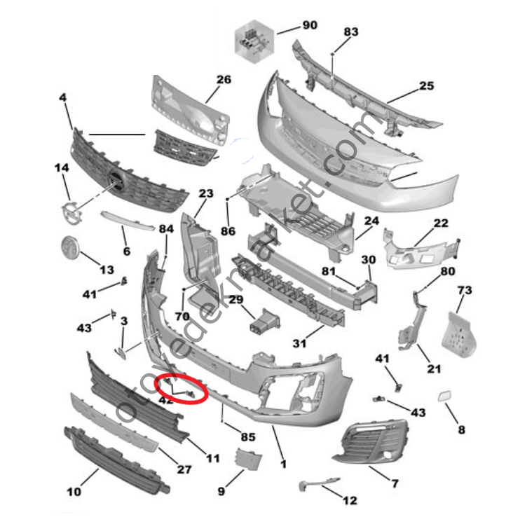 Opel Zafira Life (2021-2024) Ön Tampon Park Sensör Bağlantı Ayağı Takımı, Orta Sensörler (Orjinal)