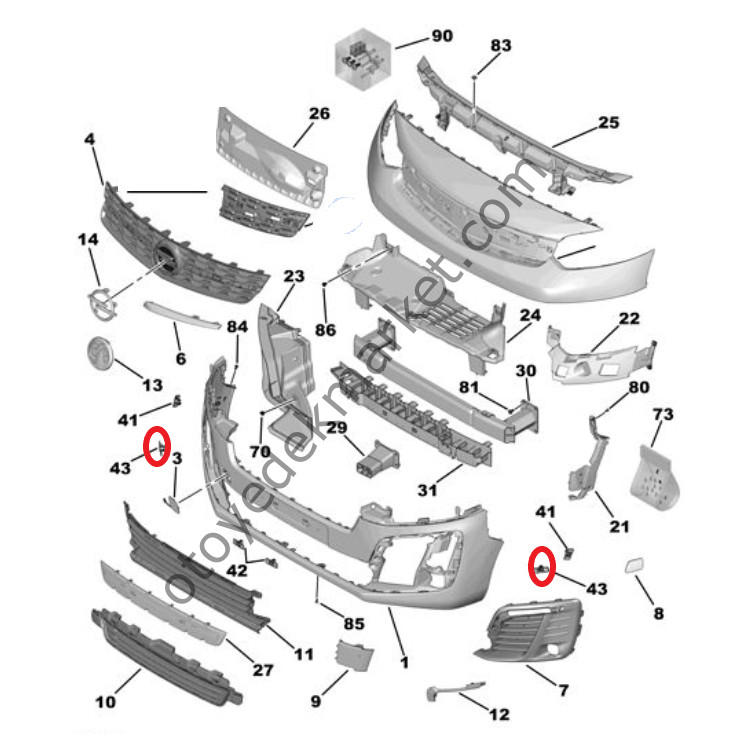 Opel Zafira Life (2021-2024) Ön Tampon Park Sensör Bağlantı Ayağı Takımı (Orjinal)