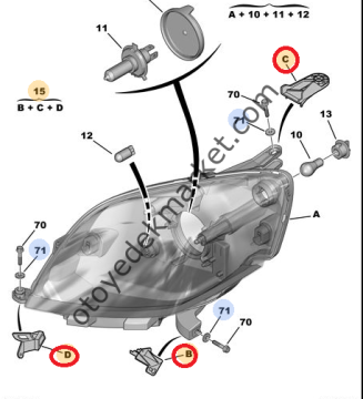PEUGEOT BİPPER (2008-2017) SOL ÖN FAR BAĞLANTI TAMİR TAKIMI (ORİJİNAL)