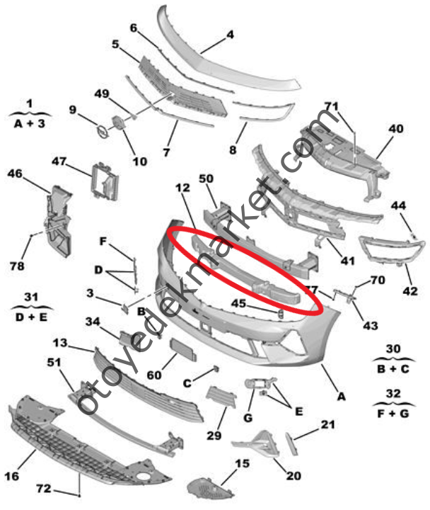 Opel Astra (2022-2024) Ön Tampon Darbe Emici (Orijinal)
