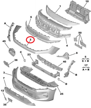 Opel Combo (2024-2025) Ön Tampon Üst Parça (Orijinal)