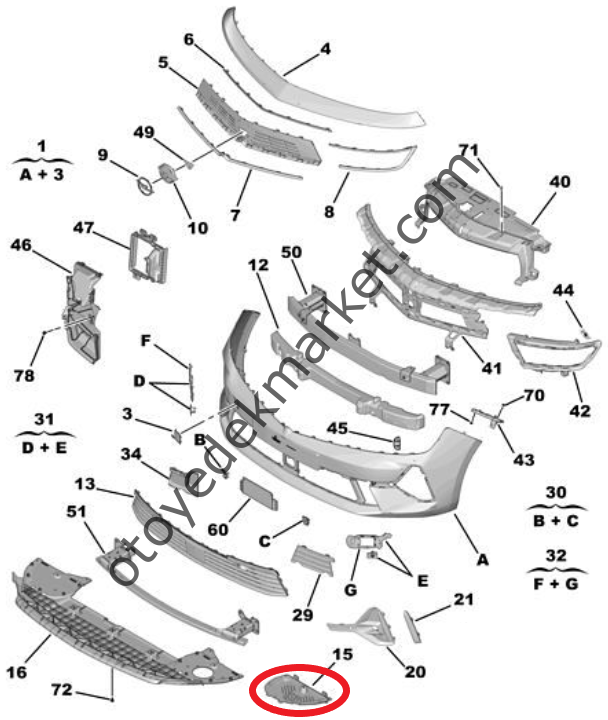 Opel Astra (2022-2024) Ön Tampon Sol Alt Plastik Bakaliti (Orijinal)