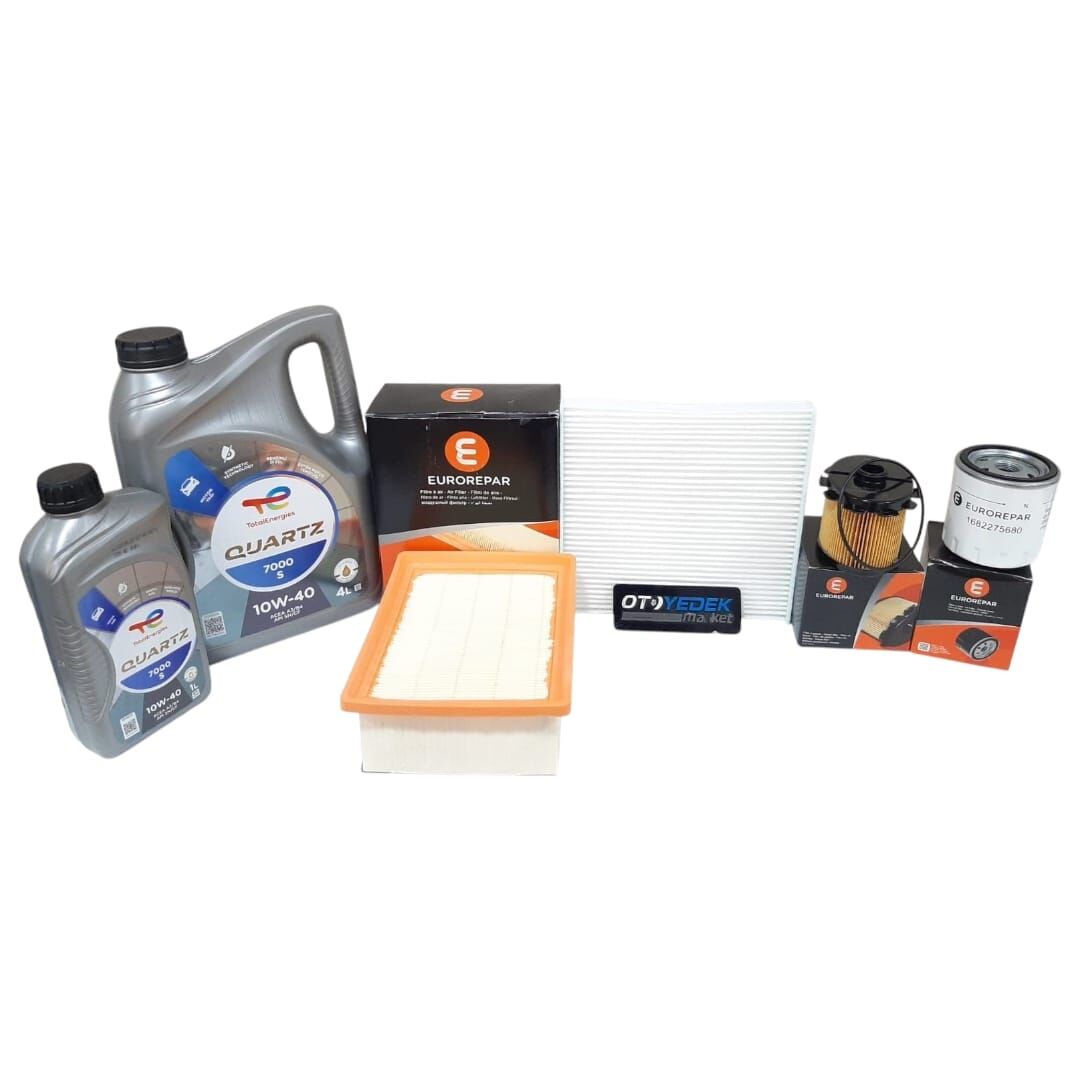 Peugeot Partner (2002-2008) 1.9 Filtre Bakım Seti Ve 10w40 Motor Yağ (Orijinal Eurorepar)
